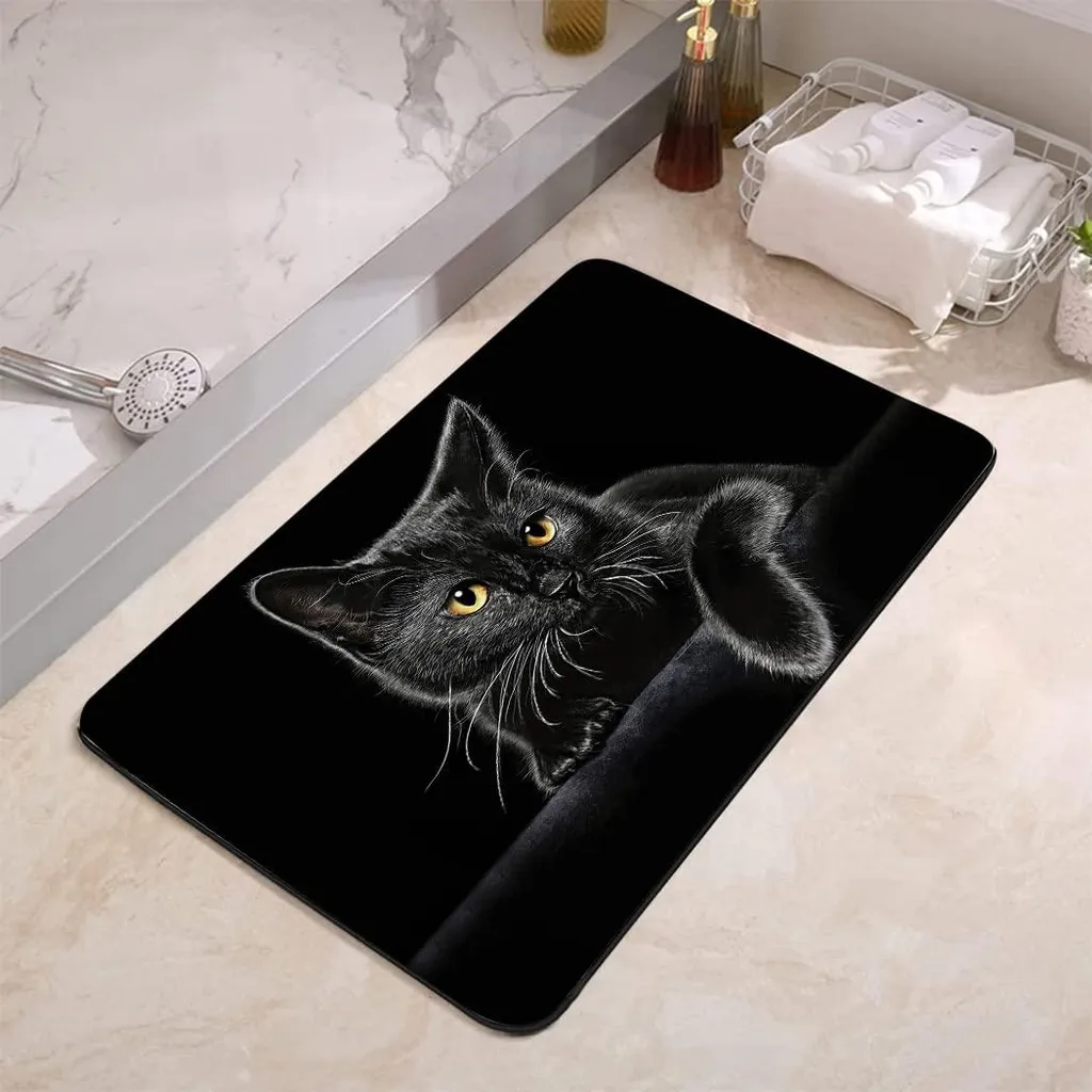 Tapis de bain antidérapant à séchage rapide 42x60 cm Zwarte Kat