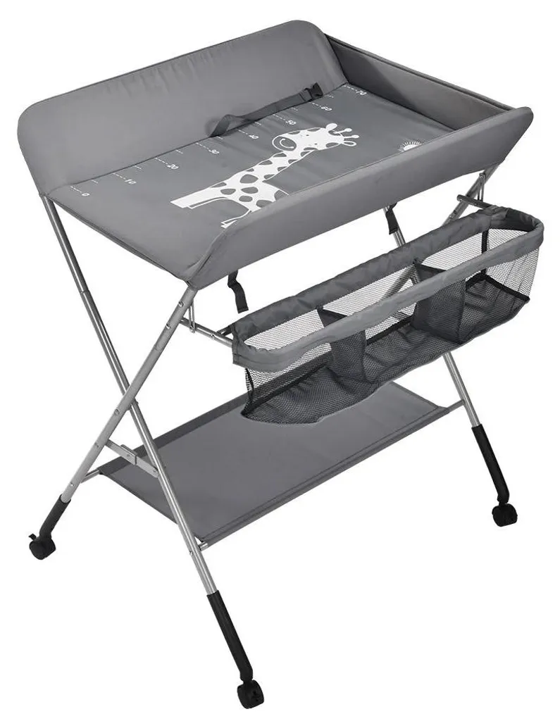 Table à langer sur roulettes avec rangements et plan de change réglable
