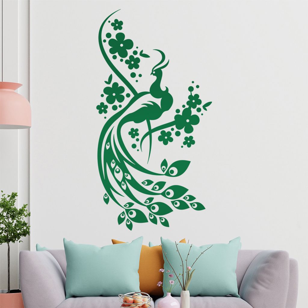 Vogel Ranke Blüte Wandtattoo in 6 Größen - Wandaufkleber Wall Sticker - Dekoration, Küche, Wohnzimmer, Schlafzimmer, Badezimmer
