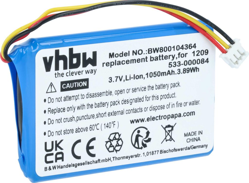 vhbw Akku Ersatz für Logitech 1209, 533-000084 für Fernbedienung Remote Control (1050 mAh, 3,7 V, Li-Ion)