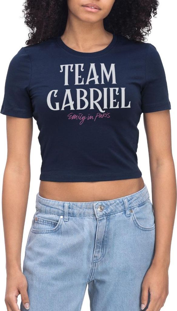 Spreadshirt Emily In Paris Team Gabriel Crop Top, XS, Light Navy