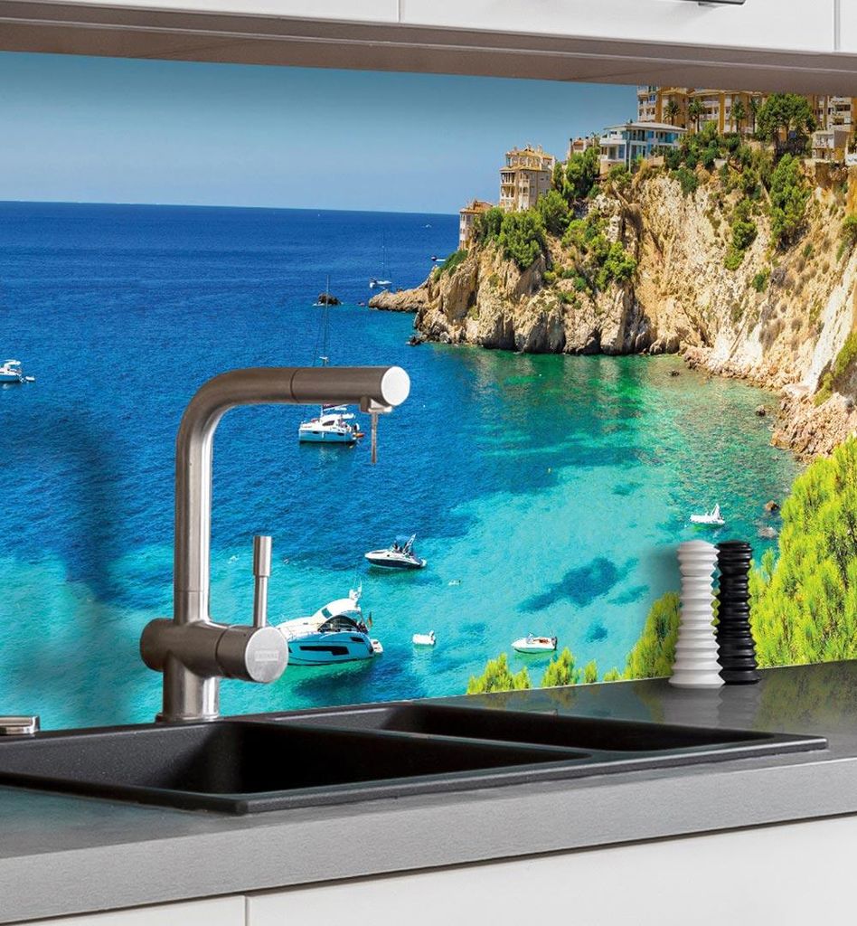 Küchenrückwand selbstklebend Landschaft Lagune Meer Spritzschutz Folie 180 x 60cm Folie 0,2mm