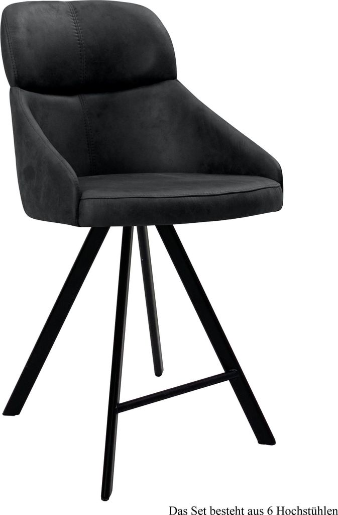 Thekenstuhl (6er-Set) Derzhka 52x99x63 Schwarz/Anthrazit
