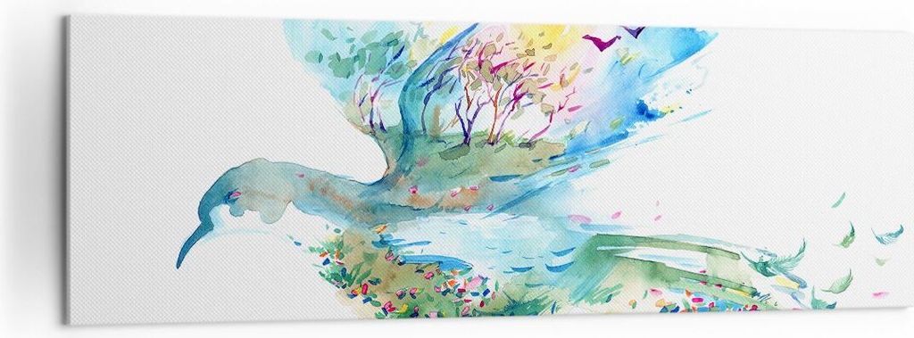 Bild auf Leinwand - Leinwandbild - Abstraktion Vogel Natur Bewegung - 160x50cm - Wand Bild - Wanddeko - Leinwanddruck - Bilder - Kunstdruck - Leinw...