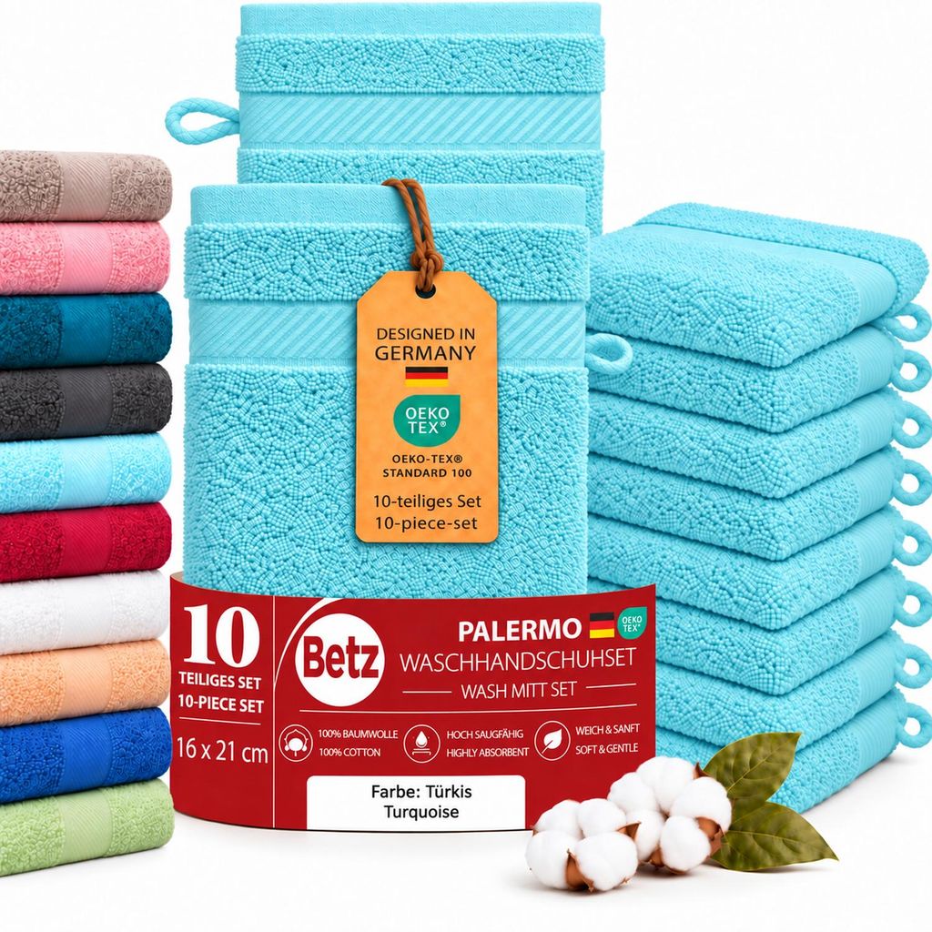 Betz Waschhandschuhe Palermo 10 Stück 16x21 cm – 100% Produktbild 