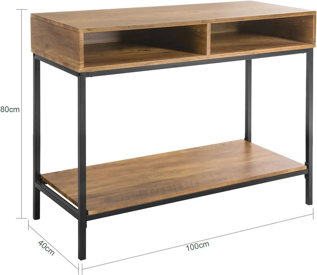 SoBuy Table de Console Industrielle avec 2 Compartiments de Rangement - 7