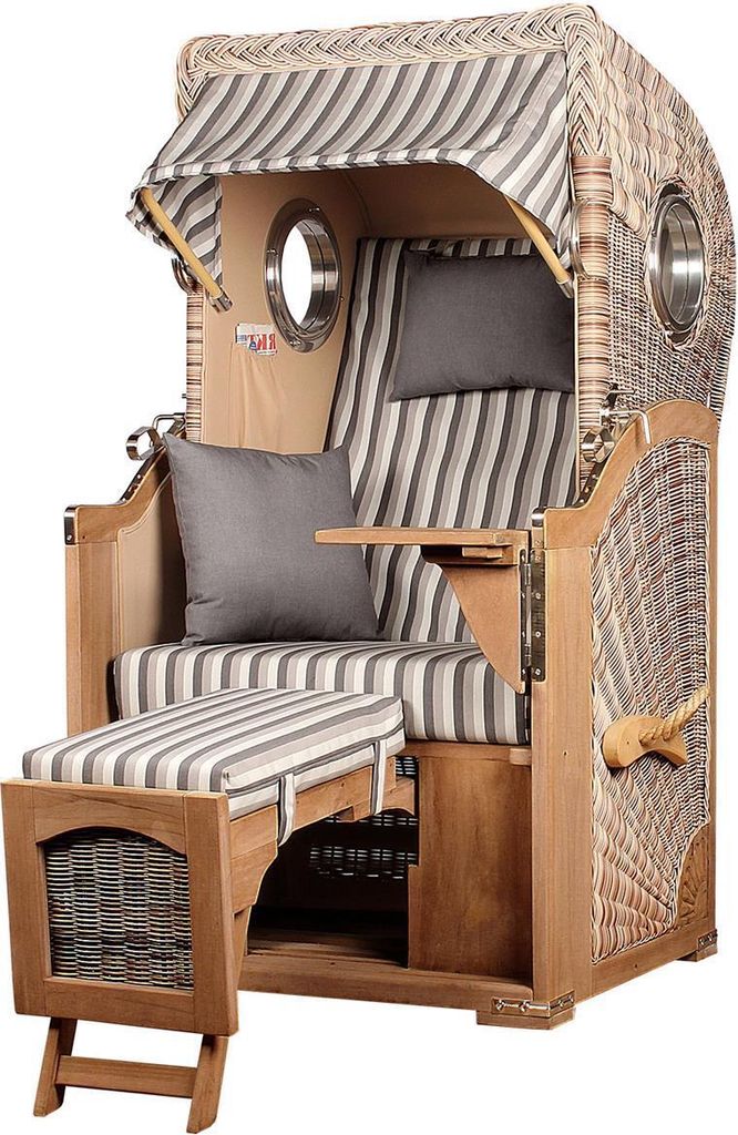 Strandkorb-Set - bene living - Ammersee Single Teak - PE shell - Modell 545 - inkl. Liftersystem