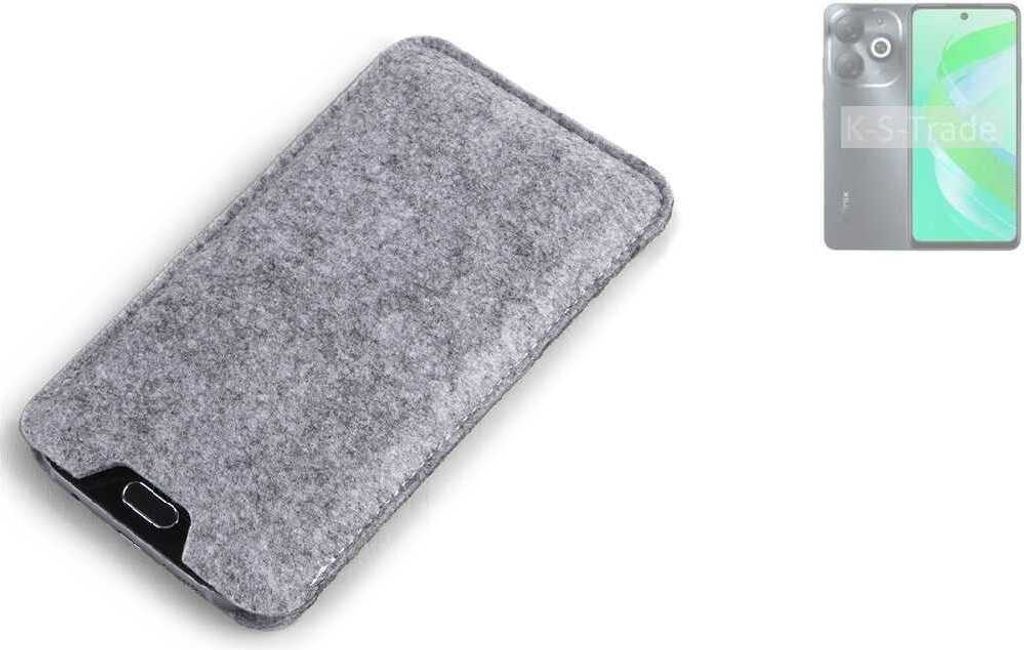K-S-Trade Filz Handyhülle kompatibel mit Infinix Smart 8 Pro Schutzhülle Filztasche Filz Tasche Case Sleeve Handy Hülle Filzhülle grau