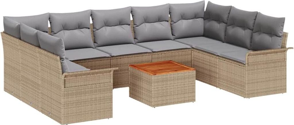 vidaXL Gartensofa-set 10 pcs Beige und Hellgrau Poly-Rattan