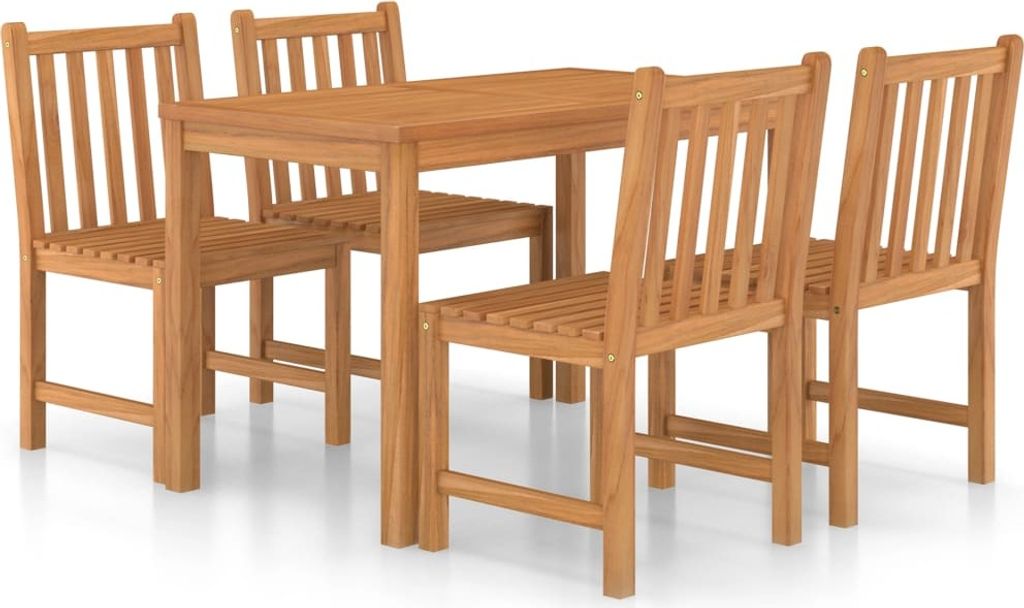 vidaXL 5-teiliges Garten-Ess-Set 120 x 70 cm Massivholz Teak