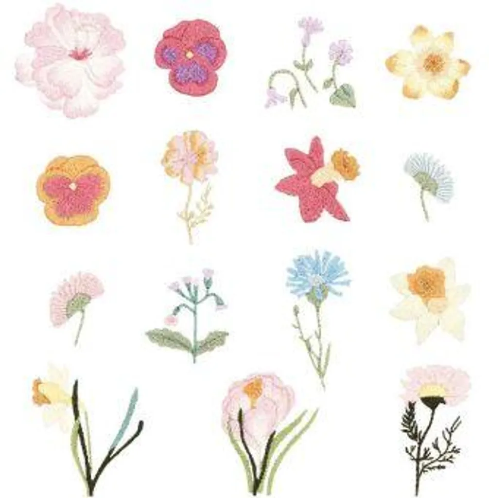Pack Broderie Fleurs de Printemps pour Personnaliser Vêtements et Sacs