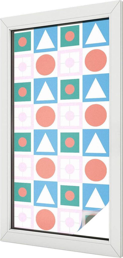 Buntglas Fensterfolie – 100x50 cm – Stained-Glass Design – blickdichte dekorative Sichtschutzfolie – selbstklebend, UV-Schutz – Abstrakte...