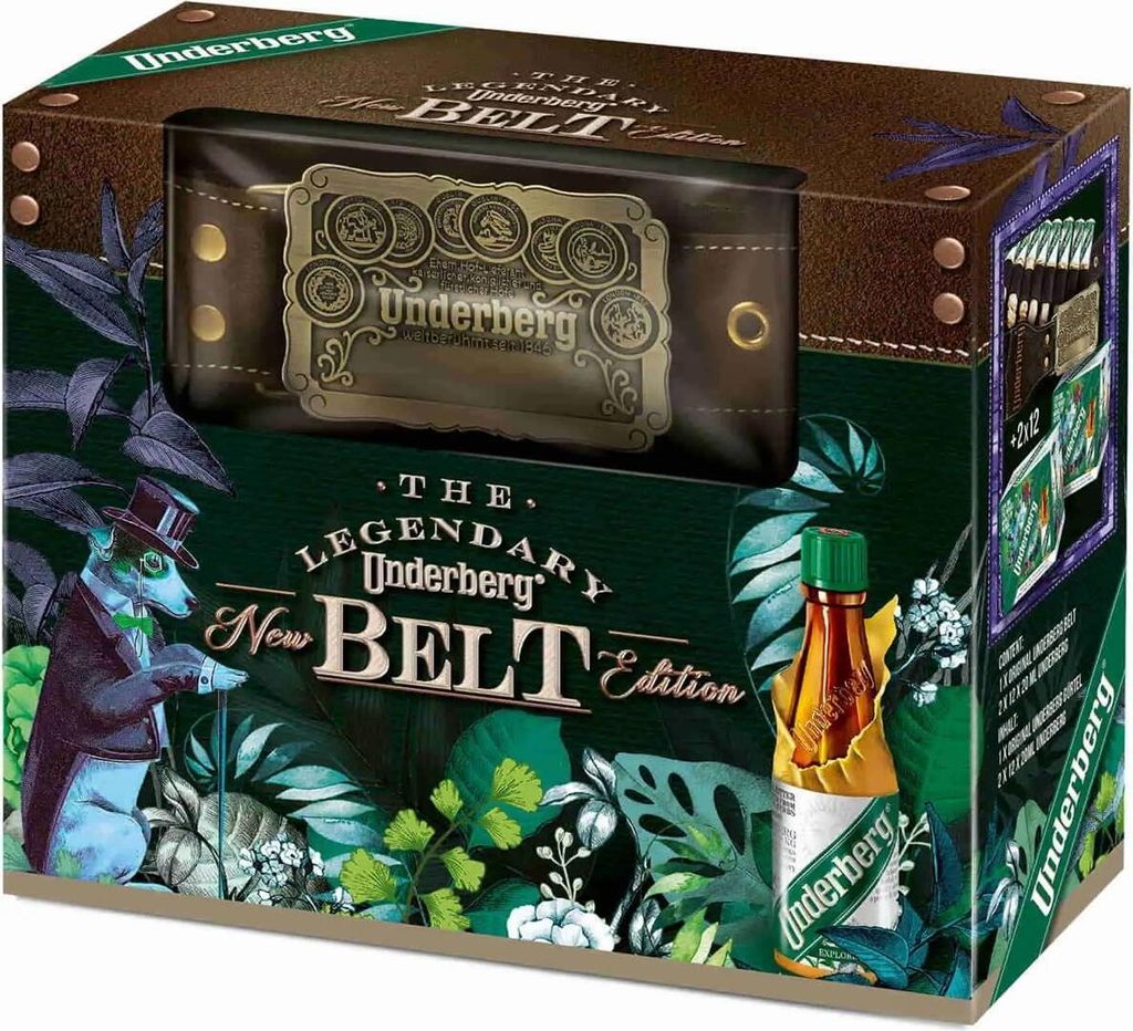 Underberg Adventskalender mit 24 Fläschchen im Ledergurt - Produktbild 