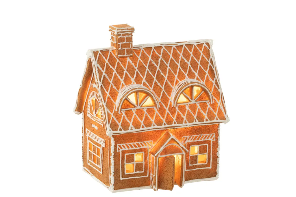 Maison Pain d'épices Lumineuse LED J-Line Décoration Noël en Poly