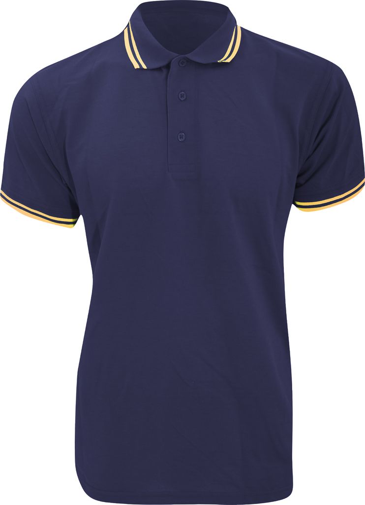 Kustom Kit Tipped Herren Piqué Polo-Shirt, Kurzarm BC613 (2XL) (Marineblau/Gelb)