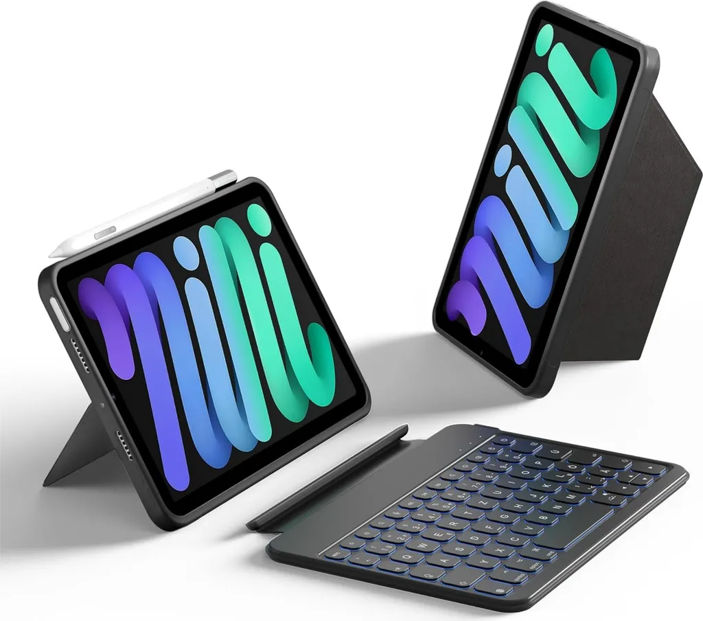 Custodia Tastiera iPad Mini 6 HOU QWERTZ - Magnetica e Retroilluminata