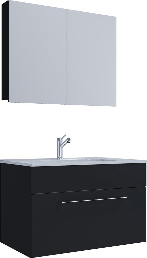 VCM 3-tlg. Waschplatz Set Waschtisch Waschbecken Keramik Produktbild 