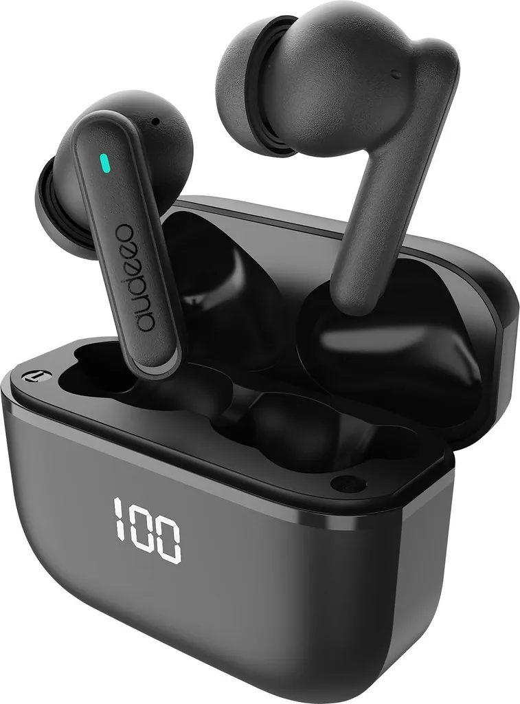 Audeeo Aeropods Noir Écouteurs TWS avec Autonomie Longue Durée et Son Stéréo