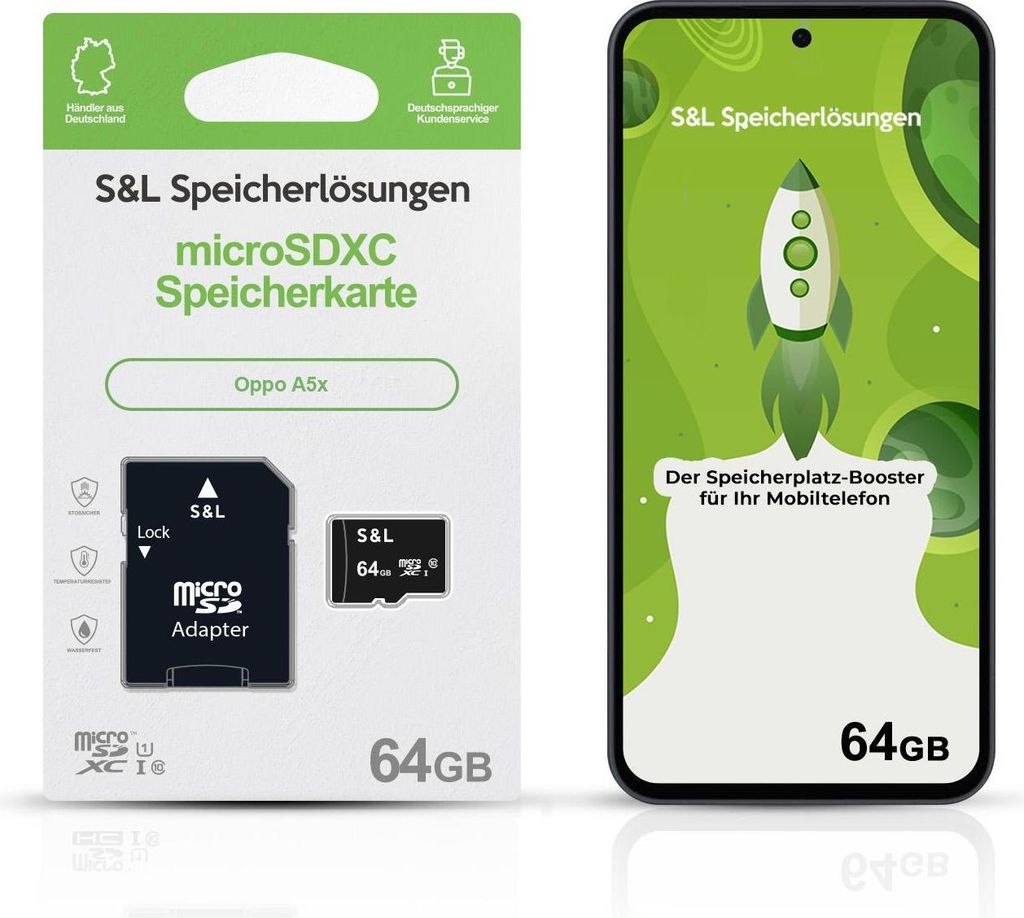 microSD Speicherkarte S&L für Oppo A5x - Speicherkapazität: 64 GB