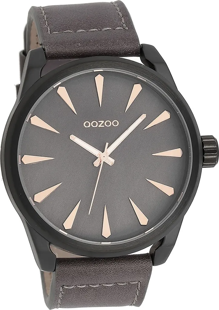 Montre bracelet pour homme Oozoo avec cadran mat et cuir foncé chic