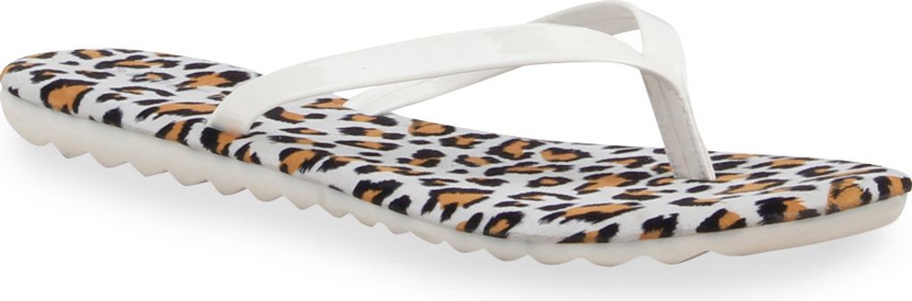 Mytrendshoe Sommerliche Damen Sandalen Zehentrenner Snake Flats 75747, Farbe: Weiß, Größe: 42