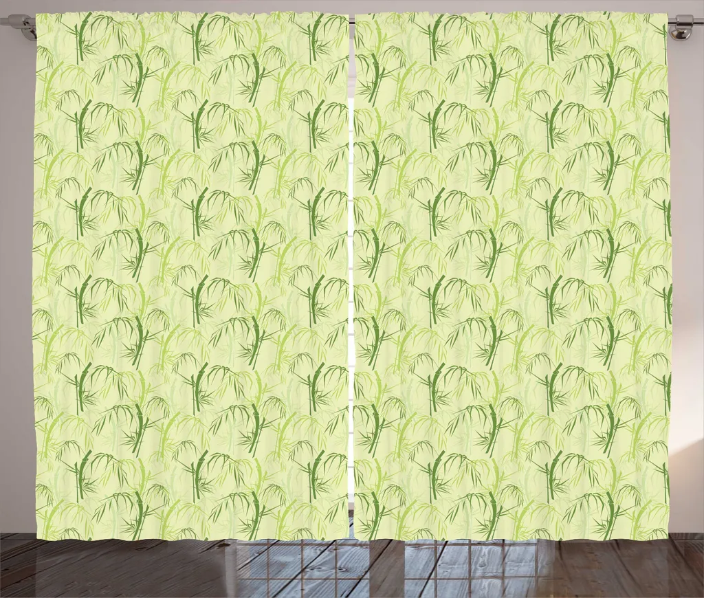 Rideau de Salon Tropical avec Crochets et Boucles 280x225 cm Vert