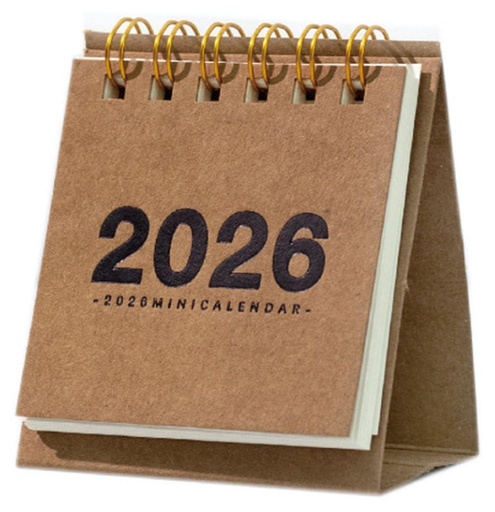 Mini-Tischkalender 2026, aufklappbar, kleiner Tischkalender, Januar 2026 bis Dezember 2026, 12 Monate, mit Doppelspiralbindung, für Zuhause, Büro...
