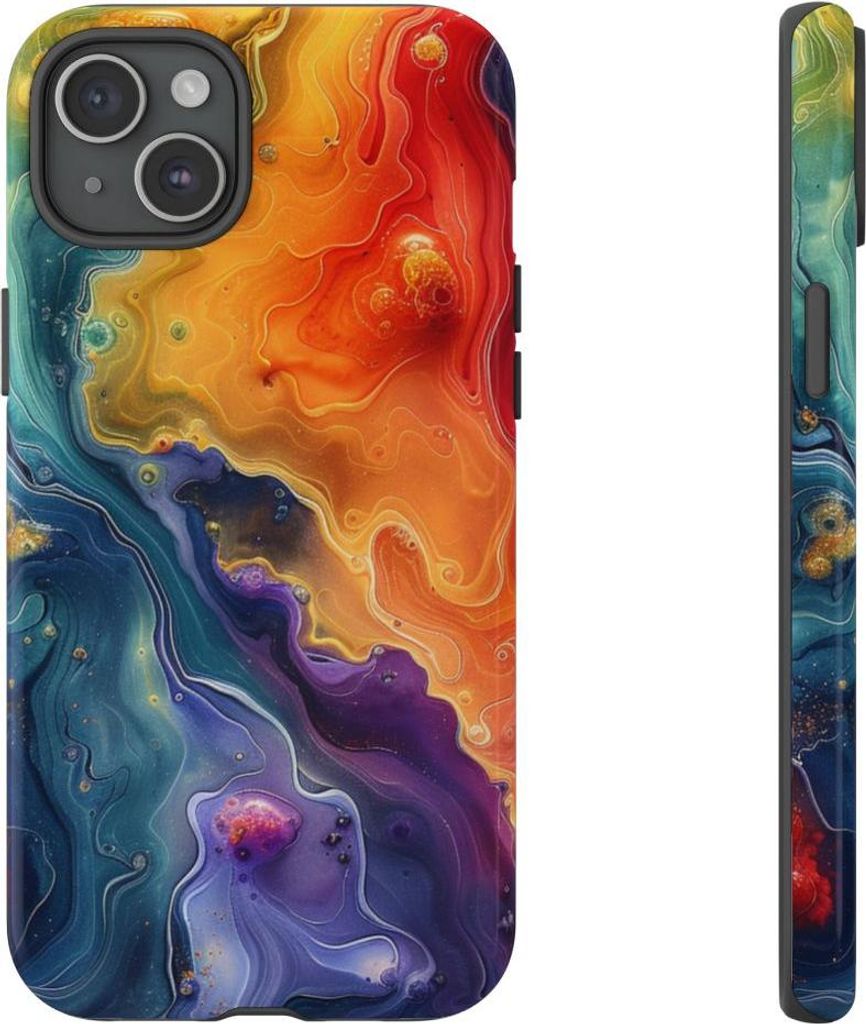 Lebendiges abstraktes Farbwirbel-Design – Hülle Kompatibel mit iPhone 15 Plus