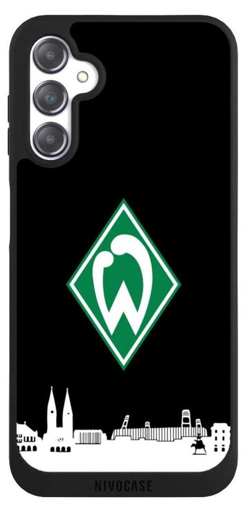 NIVOCASE Handyhülle für Samsung Galaxy A14 5G Hülle NIVOpure Case Schwarz Offizielles Lizenzprodukt SV Werder Bremen Skyline