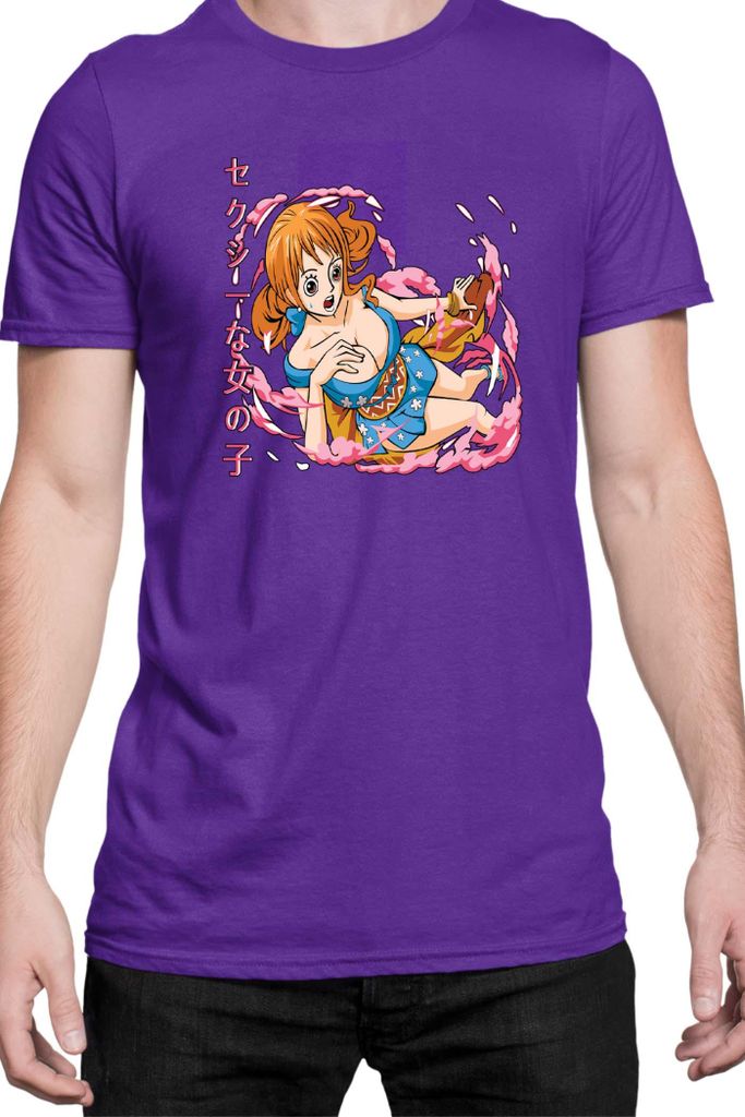 Herren T-Shirt Japan Manga Anime Comics Animation One Manga Piece Anime Nami Hero, Man L / Lila
