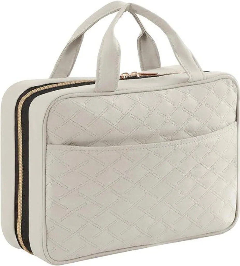 Trousse cosmétique transparente grise moyenne avec fermeture renforcée