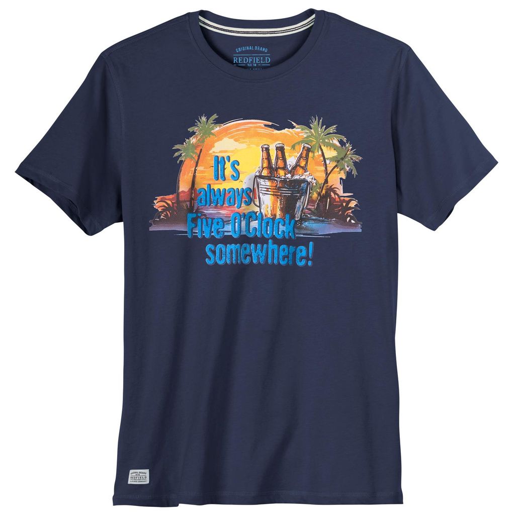 Redfield Übergrößen T-Shirt Palmenprint denimblau