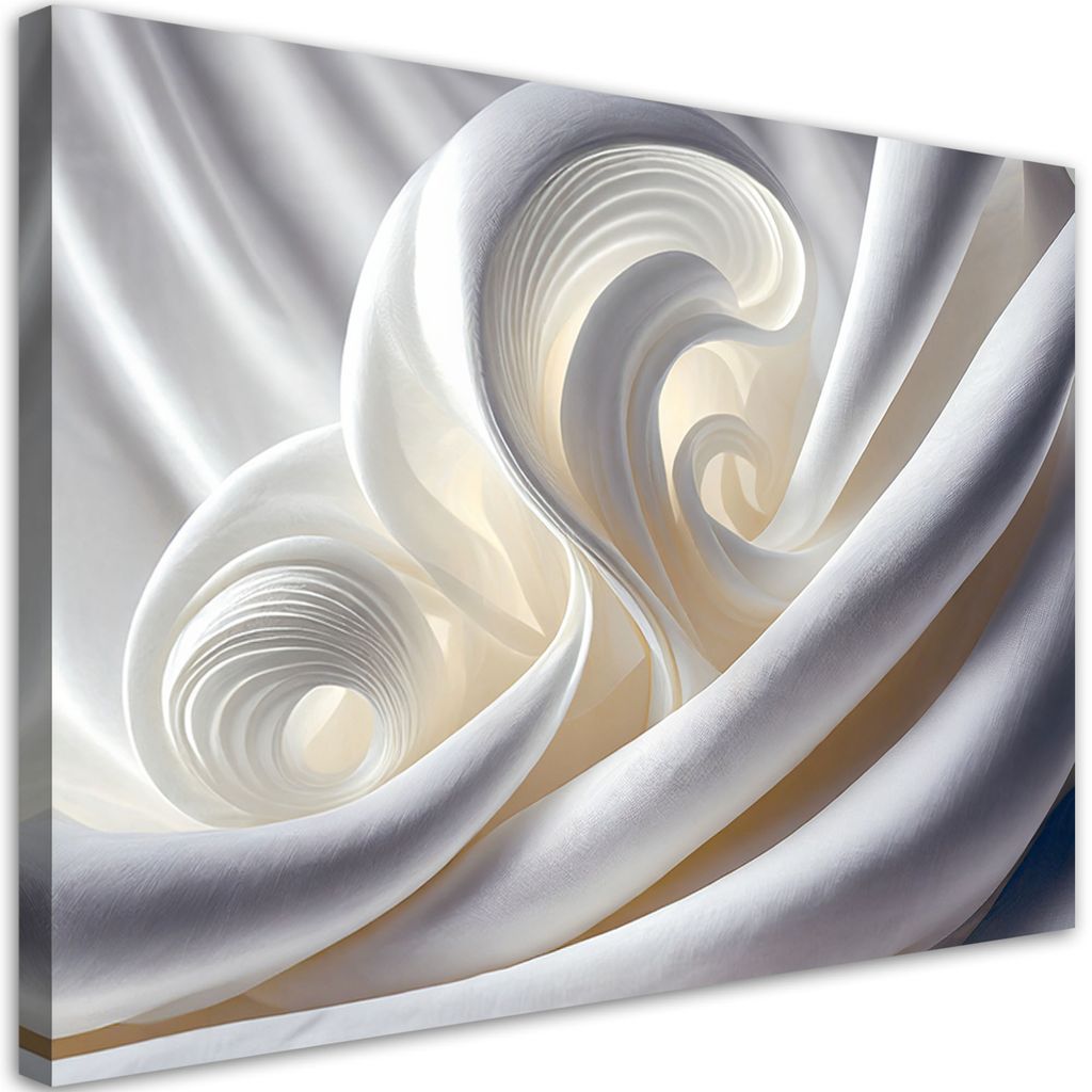 Leinwandbild Weiße 3D-Abstraktion 100x70 Feeby Weiß bild für die wand bereit zum aufhängen