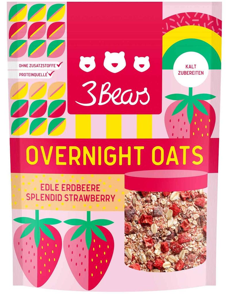 3Bears 7000703 3Bears Overnight Oats - Edle Erdbeere 400,0 Immagine del prodotto 