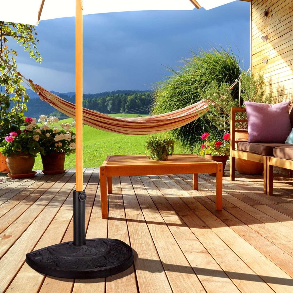 Halbrunder Sonnenschirmständer, Gusseisen-Design, geeignet für kleine Räume