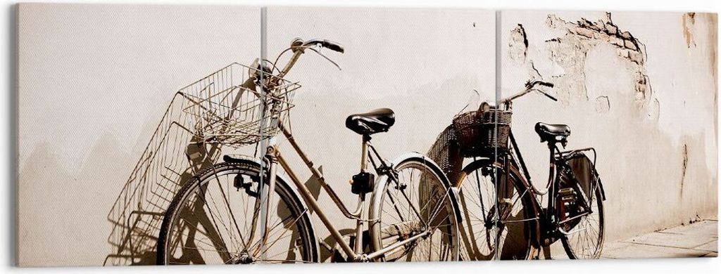 Bild auf Leinwand - Leinwandbild - Fahrrad Ziegel Stadt Italien - 150x50cm - Wand Bild - Wanddeko - Leinwanddruck - Bilder - Kunstdruck - Wanddekor...