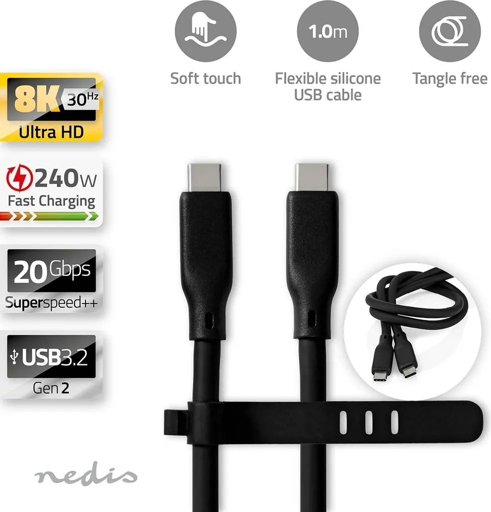 Cavo Video USB-C 8K | Ricarica 240W EPR | Silicone Premium 1m