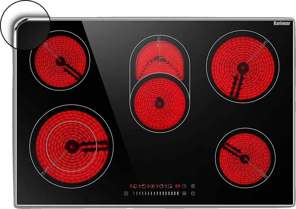 Table de cuisson électrique 8400W 30,3'' avec 5 foyers et sécurité enfant