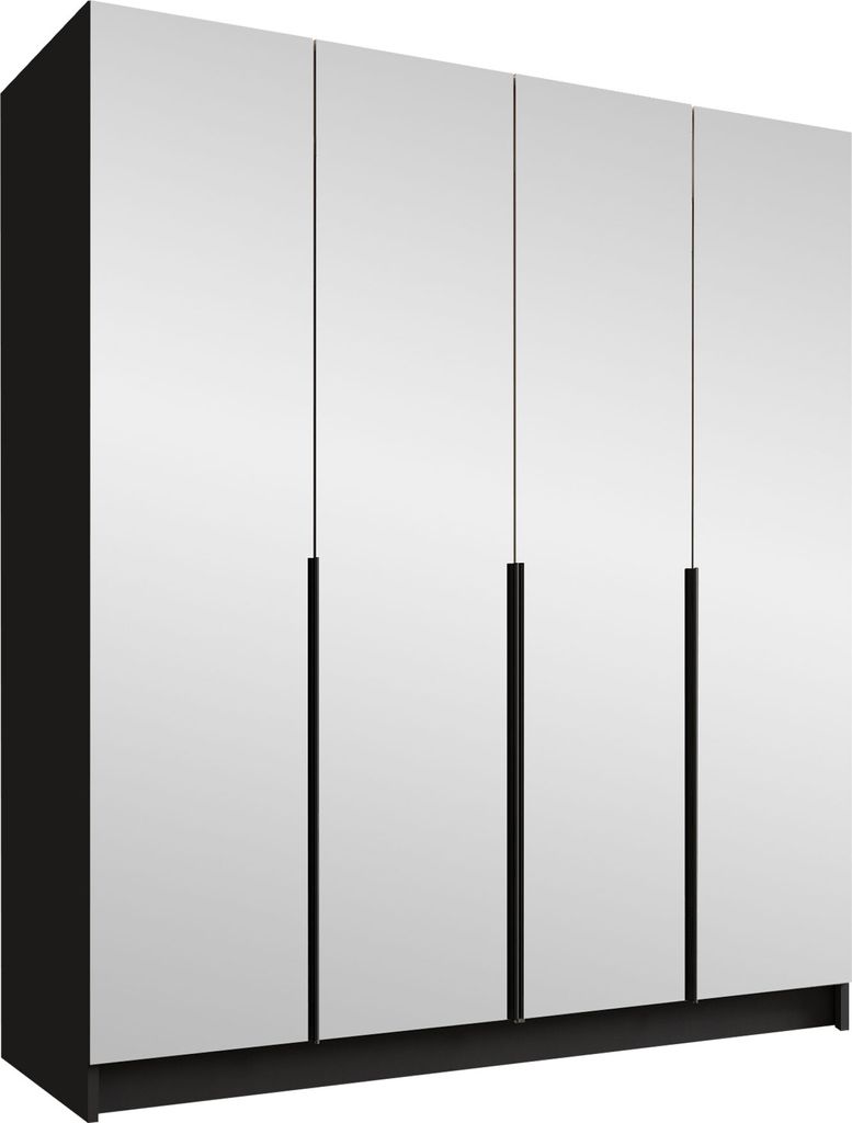 MIRJAN24 Kleiderschrank Santi III, Schlafzimmer, mit Spiegel, Drehtürenschrank, mit Kleiderstange, Modern, Garderobenschrank, Metallgriffe (Farbe:...