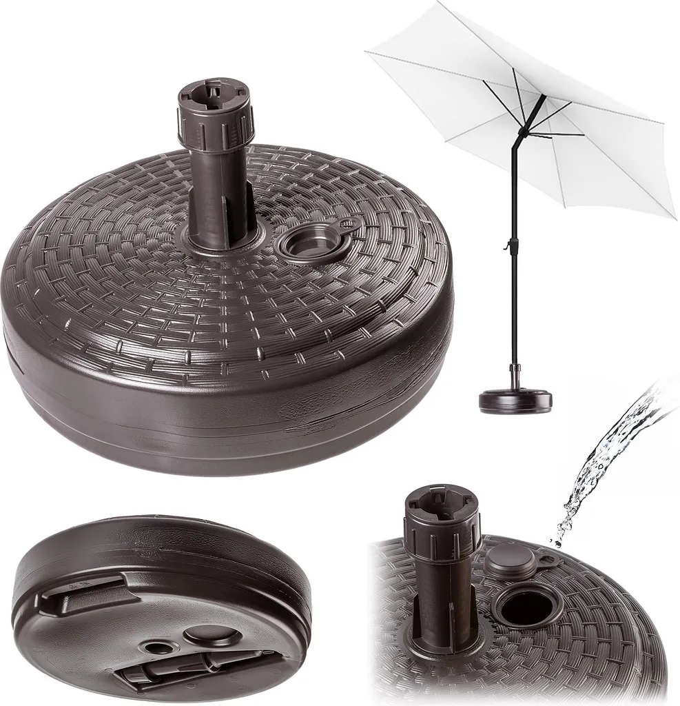 Supporto per ombrellone KADAX, in rattan, rotondo, marrone
