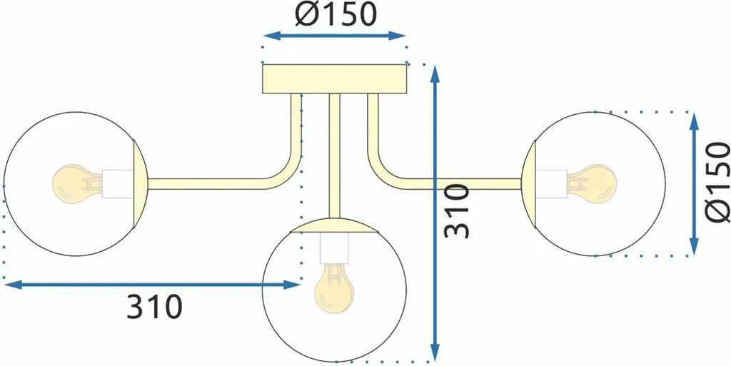 Lampe Toolight APP1575-5CP Gold pour Éclairage de Salon et de Table - 7