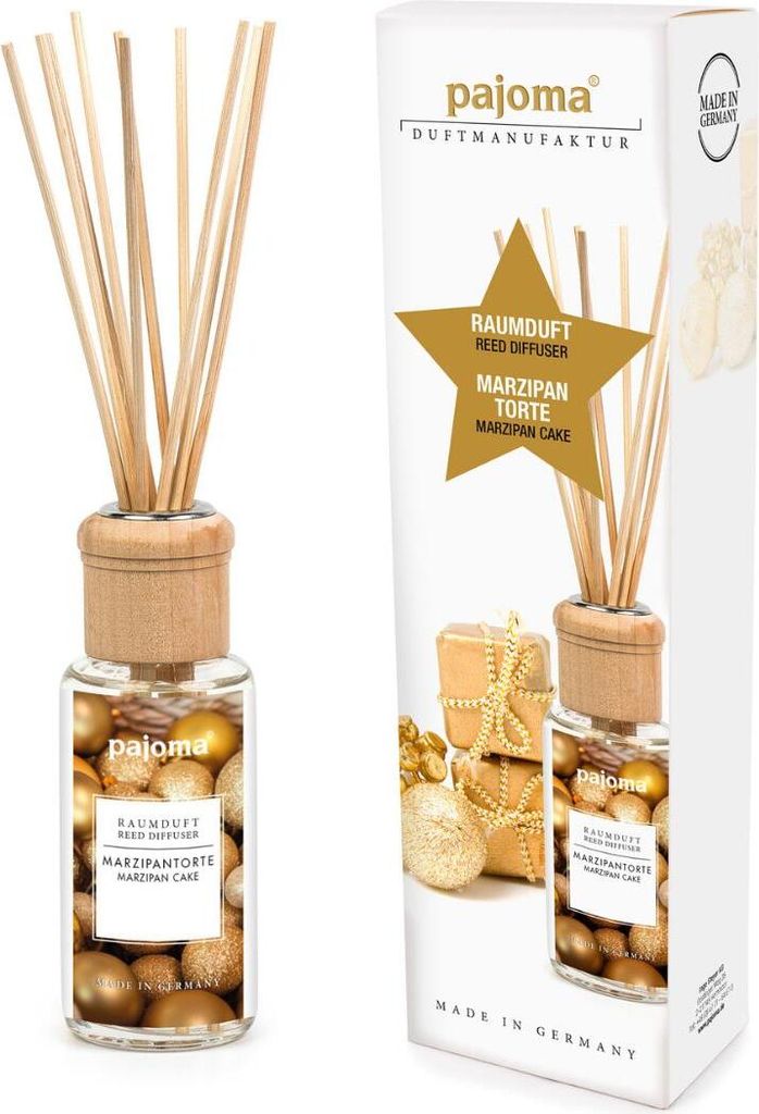 Pajoma winterlicher Raumduft Marzipan Torte 100ml mit 10 Rattanstäbchen