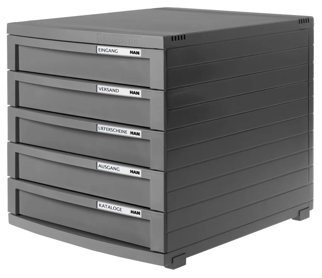 HAN 1505-191 Cassettiera CONTUR - A4/B4/C4, 5 cassetti chiusi, grigio scuro