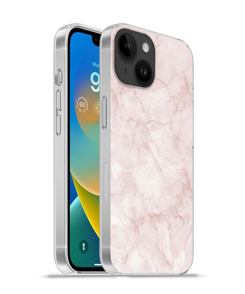 MuchoWow Handyhülle Schutzhülle Hülle für Apple iPhone 14 - Softcase Marmor - Rosa - Schick Silikon Softcase Handy Hülle - Mobiltelefonhülle