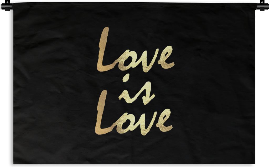 MuchoWow Wandteppich Wandbehang Zitat - Liebe - Gold 120x80 cm Tapisserie Dekoration Wandtuch - Wanddekorationen - Wandtücher