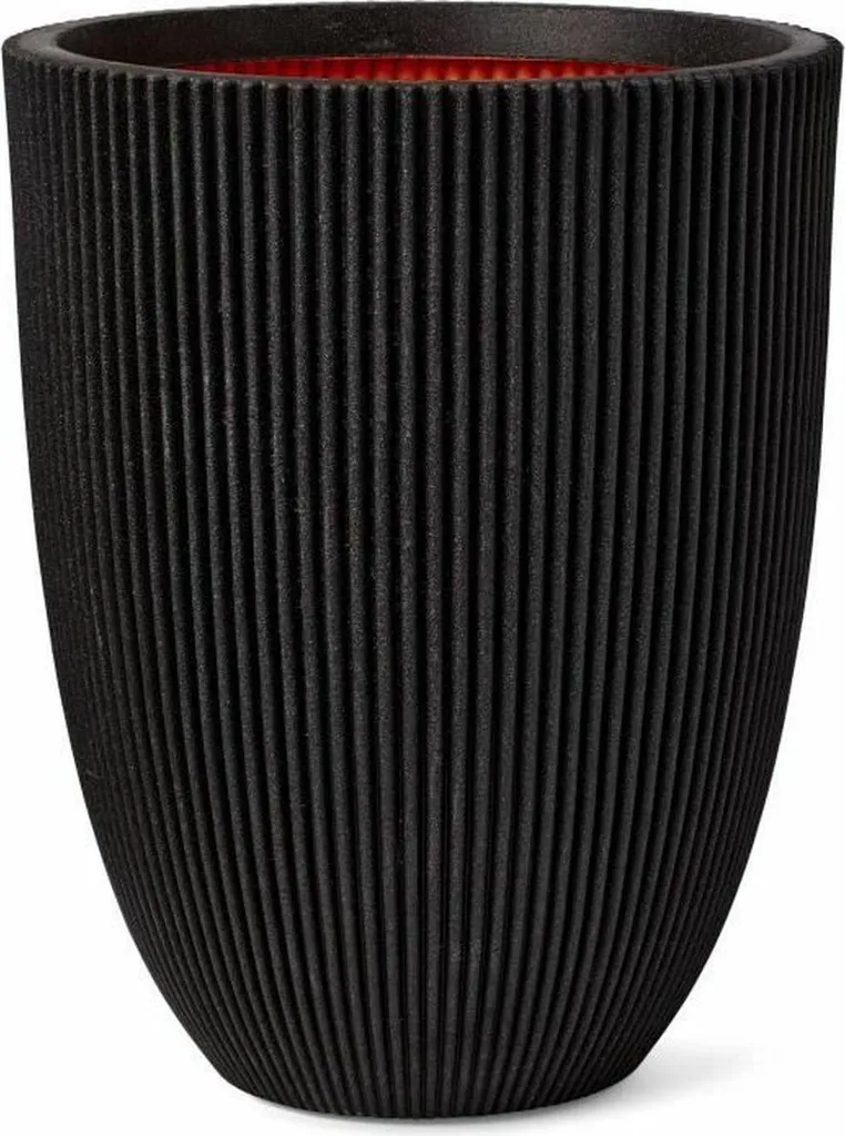 Vase Capi Europe Groove NL Noir en Plastique Recyclé 34x34x46 cm
