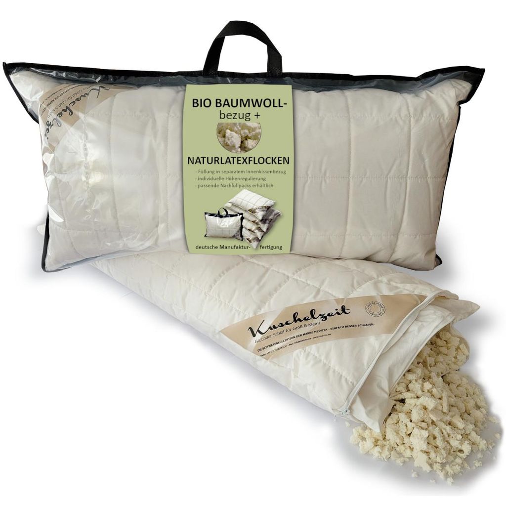 Naturlatex Flocken Kopfkissen Kuschelzeit in 40x80 cm - Produktbild 