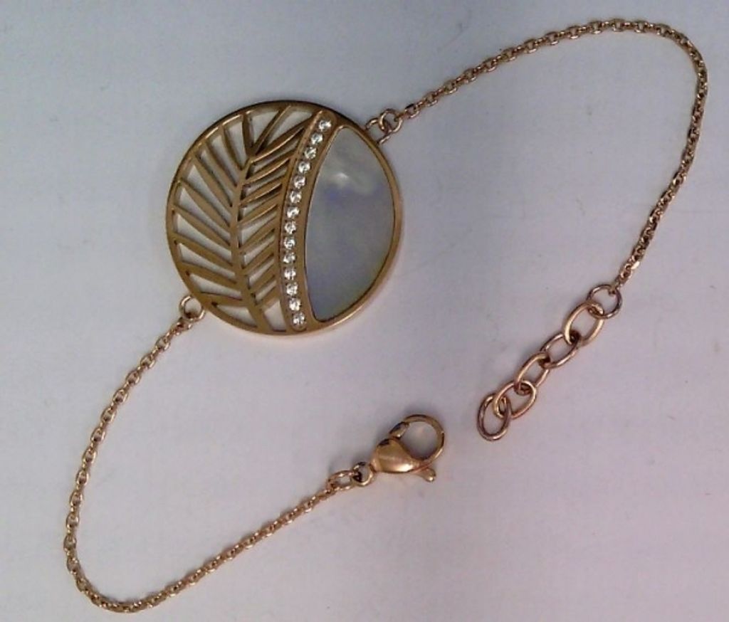 CEM 4-202893-001 ST9-129B Armband Damen Edelstahl rose Perlmutt Zirkonia 17+2cm