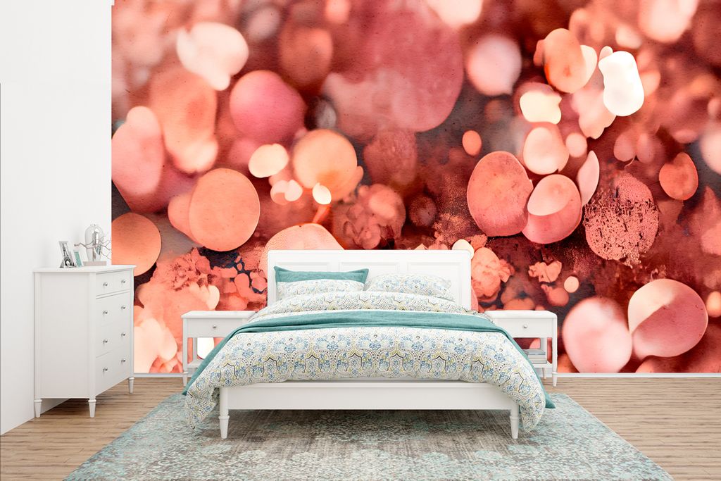 MuchoWow Fototapete für Wohnzimmer oder Schlafzimmer Wandtapete Vinyl Motivtapete Abstrakt - Glitzer - Rosa - Luxus - 435x260 cm - Kinderzimmer