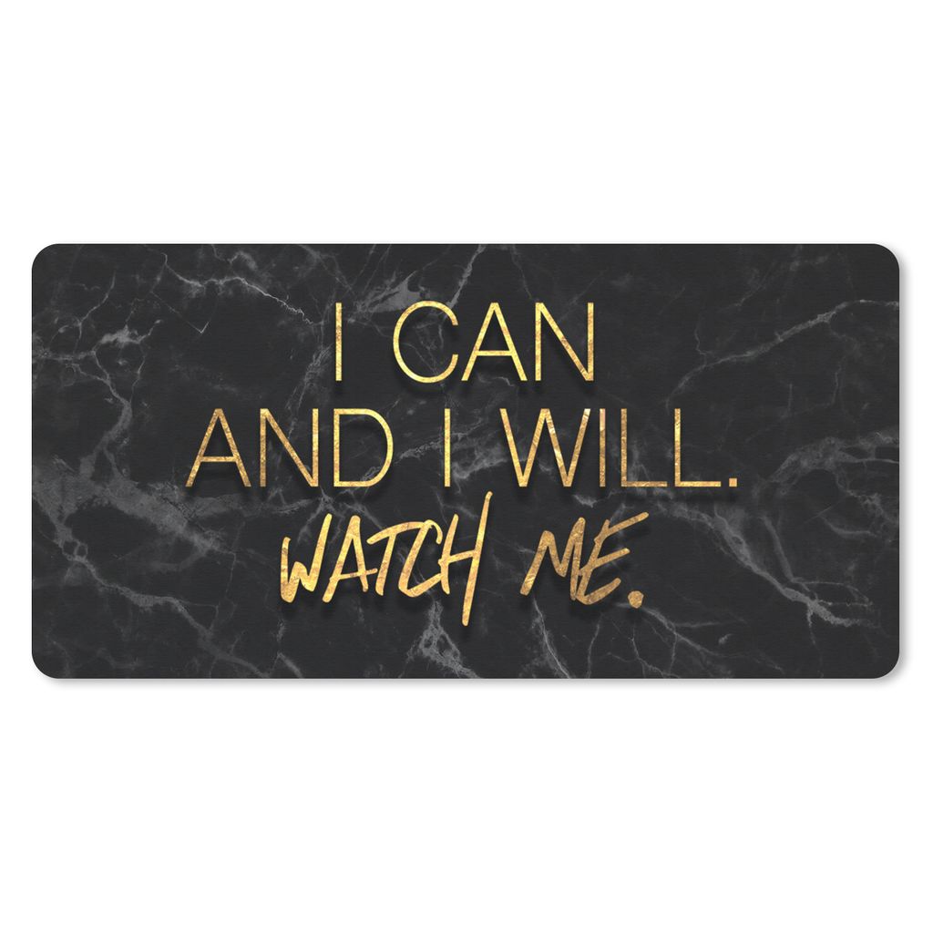 MuchoWow Schreibtischunterlage Zitate - Selbstvertrauen - Gold - Marmor 80x40 cm - XXL Mauspad - Gaming Mauspad